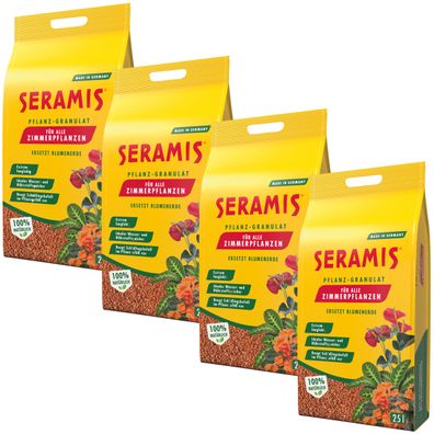 4 x SERAMIS® Pflanz-Granulat für Zimmerpflanzen, 25 Liter