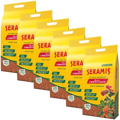 6 x SERAMIS® Pflanz-Granulat für Zimmerpflanzen, 25 Liter