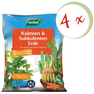 4 x WESTLAND® Kakteen und Sukkulenten Erde, 4 Liter