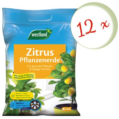 12 x WESTLAND® Zitruspflanzen Erde, 8 Liter