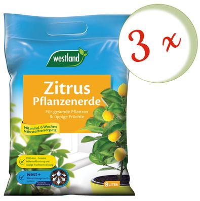 3 x WESTLAND® Zitruspflanzen Erde, 8 Liter