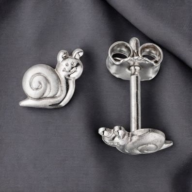 Kinder Ohrstecker Schnecke 925 Sterling Silber teil matt Ohrringe Kinderohrringe