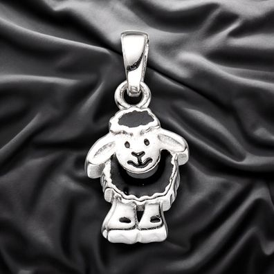 Kinder Anhänger schwarzes Schaf 925 Sterling Silber rhodiniert Kinderanhänger