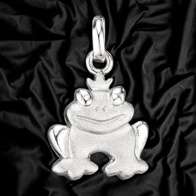 Kinder Anhänger Frosch 925 Sterling Silber rhodiniert mattiert Kinderanhänger