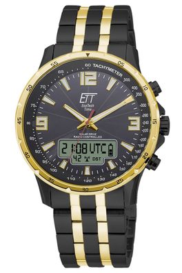 ETT Eco Tech Time Funk-Solar Herrenuhr Professional Arctica Schwarz/Gold EGS-11567-2