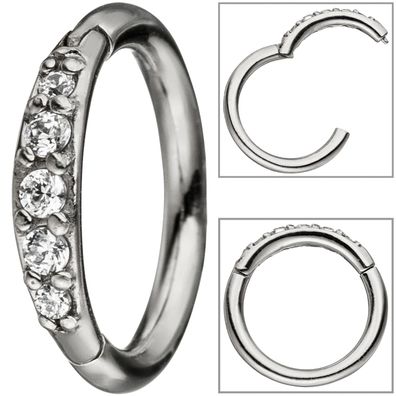 Segmentring Edelstahl mit Kristallsteinen Scharnier Ringstärke 1,2 mm