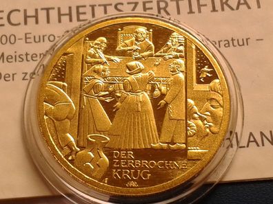 100 euro 2024 Kleist Derzerbrochne Krug 15,55g 1/2 Unze Gold Prägestätte F (Stuttgart