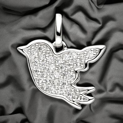 Kinder Anhänger Vogel 925 Sterling Silber mit Zirkonia Kinderanhänger