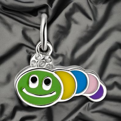 Kinder Anhänger Raupe bunt 925 Sterling Silber Silberanhänger Kinderanhänger