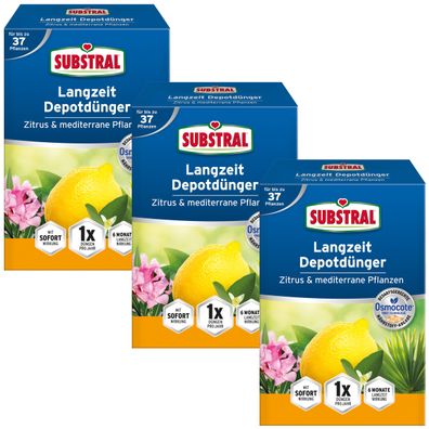 3 x SUBSTRAL® Langzeit Depotdünger für Zitrus & Mediterrane Pflanzen, 750 g