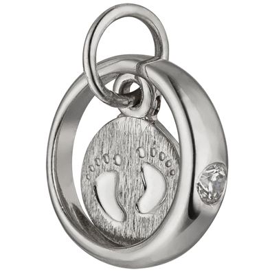 Anhänger Taufring Füße Babyfüße 925 Sterling Silber 1 Zirkonia