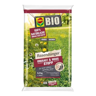 COMPO BIO Rasendünger Unkraut & Moos Stopp, 5,5 kg