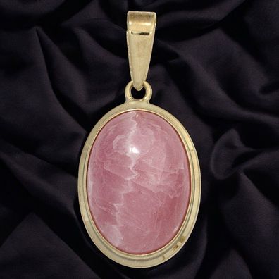 Anhänger oval 585 Gold Gelbgold 1 Rhodochrosit rosa Goldanhänger