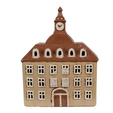 Clayre & Eef Teelichthalter Haus 20x10x26 cm Beige Braun Keramik (Gr. 20x10x26 cm)