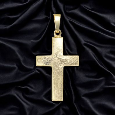 Anhänger Kreuz 333 Gold Gelbgold eismatt Kreuzanhänger Goldkreuz