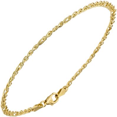 Zwillings-Panzerarmband 585 Gelbgold 19 cm Gold Armband Goldarmband