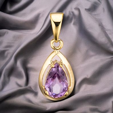 Anhänger Tropfen 333 Gold Gelbgold 1 Amethyst lila violett Goldanhänger