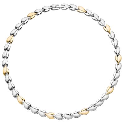 Collier / Halskette aus Edelstahl gold farben beschichtet bicolor 45 cm Kette