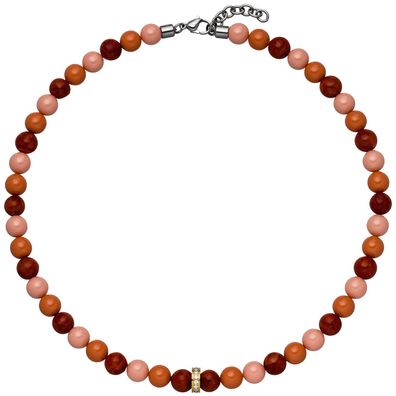 Collier Halskette Kristallsteine und dunkelrote Kugeln 42 cm