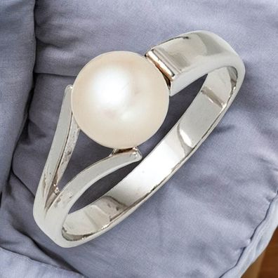 Damen Ring 925 Sterling Silber rhodiniert 1 Süßwasser Perle Perlenring