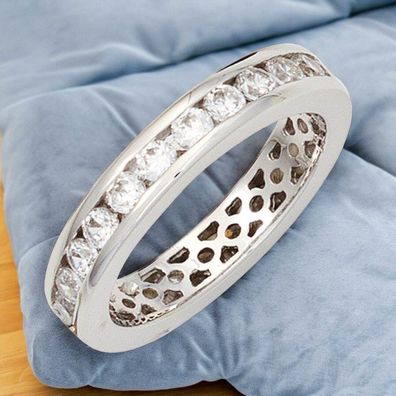 Damen Ring 925 Sterling Silber rhodiniert Zirkonia rundum Silberring