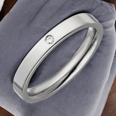 Partner Ring schmal aus Titan 1 Diamant Brillant Partnerring Titanring