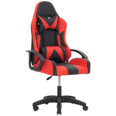 Bürostuhl HWC-N63, Schreibtischstuhl Gamingstuhl Chefsessel, Kunstleder schwarz/rot