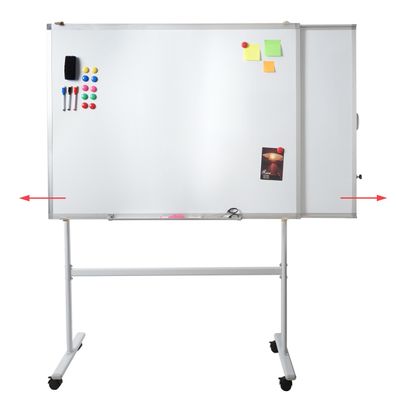 Whiteboard HWC-C85b, mit ausziehbarer Tafel Magnettafel, mobil rollbar inkl. Zubehör