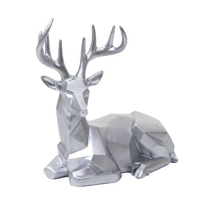 Deko Figur Hirsch HWC-D29, Reh Skulptur Indoor/Outdoor Polyresin 33x30x15cm