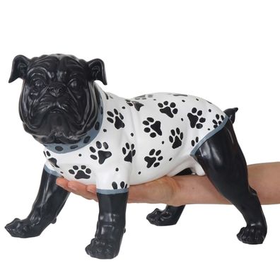 Deko Figur Bulldogge 24cm, Polyresin Skulptur Hund, In-/Outdoor, handbemalt