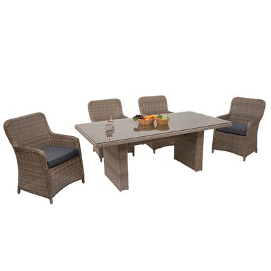 Poly-Rattan Garnitur HWC-E98, Garten-/Lounge-Set Sitzgruppe, halbrundes Rattan