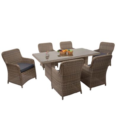 Poly-Rattan Garnitur HWC-E98, Sitzgruppe Garten-/Lounge-Set, halbrundes Rattan