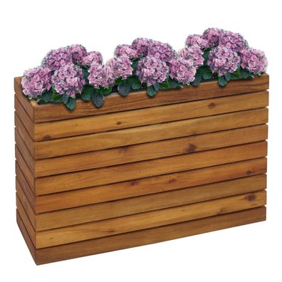 Pflanzkasten HWC-L21, Blumentopf Hochbeet, eckig 41x63x23cm Outdoor Akazie Holz