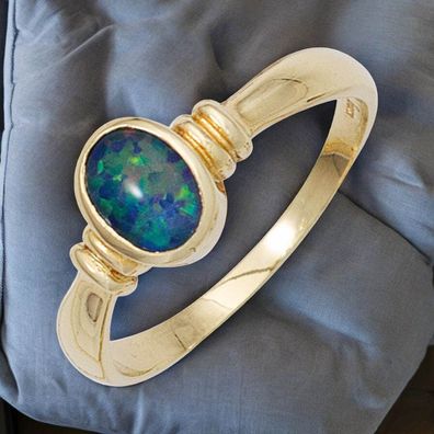 Damen Ring 585 Gold Gelbgold 1 Opal-Triplette Goldring Opalring