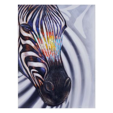 Ölgemälde Zebrakopf, 100% handgemaltes Wandbild Gemälde XL, 90x120cm