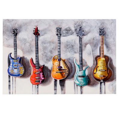 Ölgemälde Gitarren, 100% handgemaltes Wandbild 3D-Bild Gemälde XL, 120x80cm