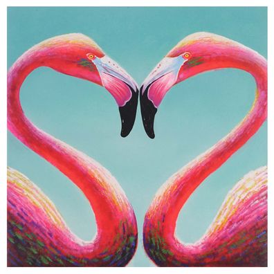 Ölgemälde Flamingo, 100% handgemaltes Wandbild Gemälde XL, 90x90cm