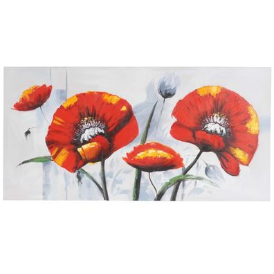 Ölgemälde Roter Mohn, 100% handgemaltes Wandbild Gemälde XL, 140x70cm