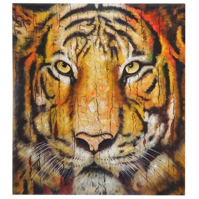 Ölgemälde Tiger, 100% handgemaltes Wandbild Gemälde XL, 100x90cm