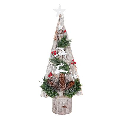 Deko-Weihnachtsbaum HWC-M16, Christbaum Weihnachtsdekoration, Holz 57x23x10cm