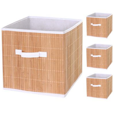 4er-Set Faltbox HWC-C21, Korb Aufbewahrungskorb Ordnungsbox, Bambus 32x32x32cm