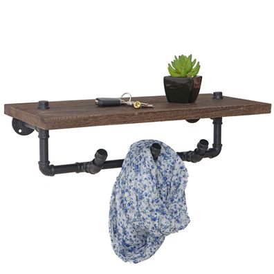 Wandgarderobe HWC-C45, Ablageregal Hängegarderobe, Industriedesign braun