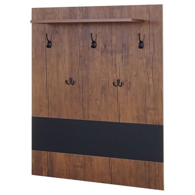 Wandgarderobe HWC-A27, Garderobenpaneel, 5 Haken 100x80cm 3D-Struktur Wildeiche-Optik