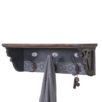 Wandgarderobe HWC-A43, Wandhaken, Tanne Holz massiv Vintage 22x60x18cm