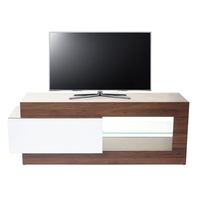 TV-Rack HWC-B51, Fernsehtisch Lowboard Schrank, 3D-Struktur Walnuss-Optik hochglanz