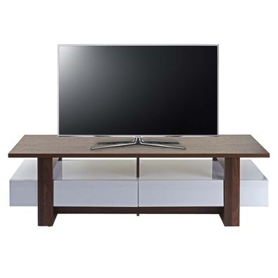 TV-Rack HWC-B51, Fernsehtisch Lowboard Schrank, 3D-Struktur Walnuss-Optik hochglanz