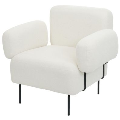 Lounge-Sessel HWC-L83b, Cocktailsessel Sessel, Bouclé Stoff/Textil Metall