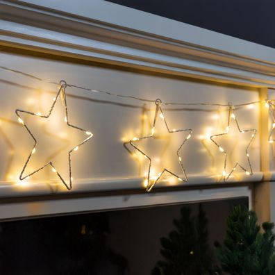 Lichterkette LED Stern Silhouette 200 cm - Weihnachten Deko Beleuchtung Batterie