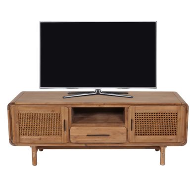 TV-Rack HWC-M47, Fernsehtisch Lowboard Kommode, Staufächer Schublade, Rattan