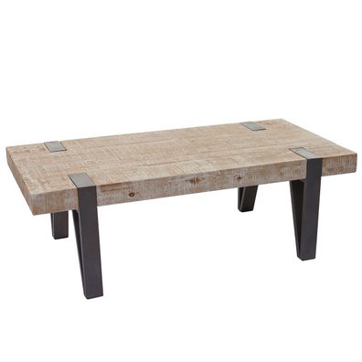 Couchtisch HWC-A15b, Wohnzimmertisch, Tanne Holz rustikal massiv MVG 40x120x60cm